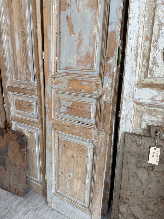 Double Inset Panel Antique Door White Patina AA005