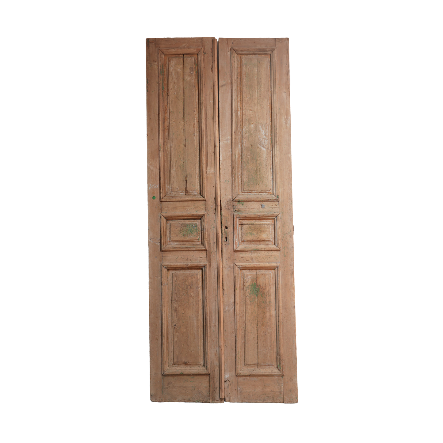 Pair of old wooden doors on a white background