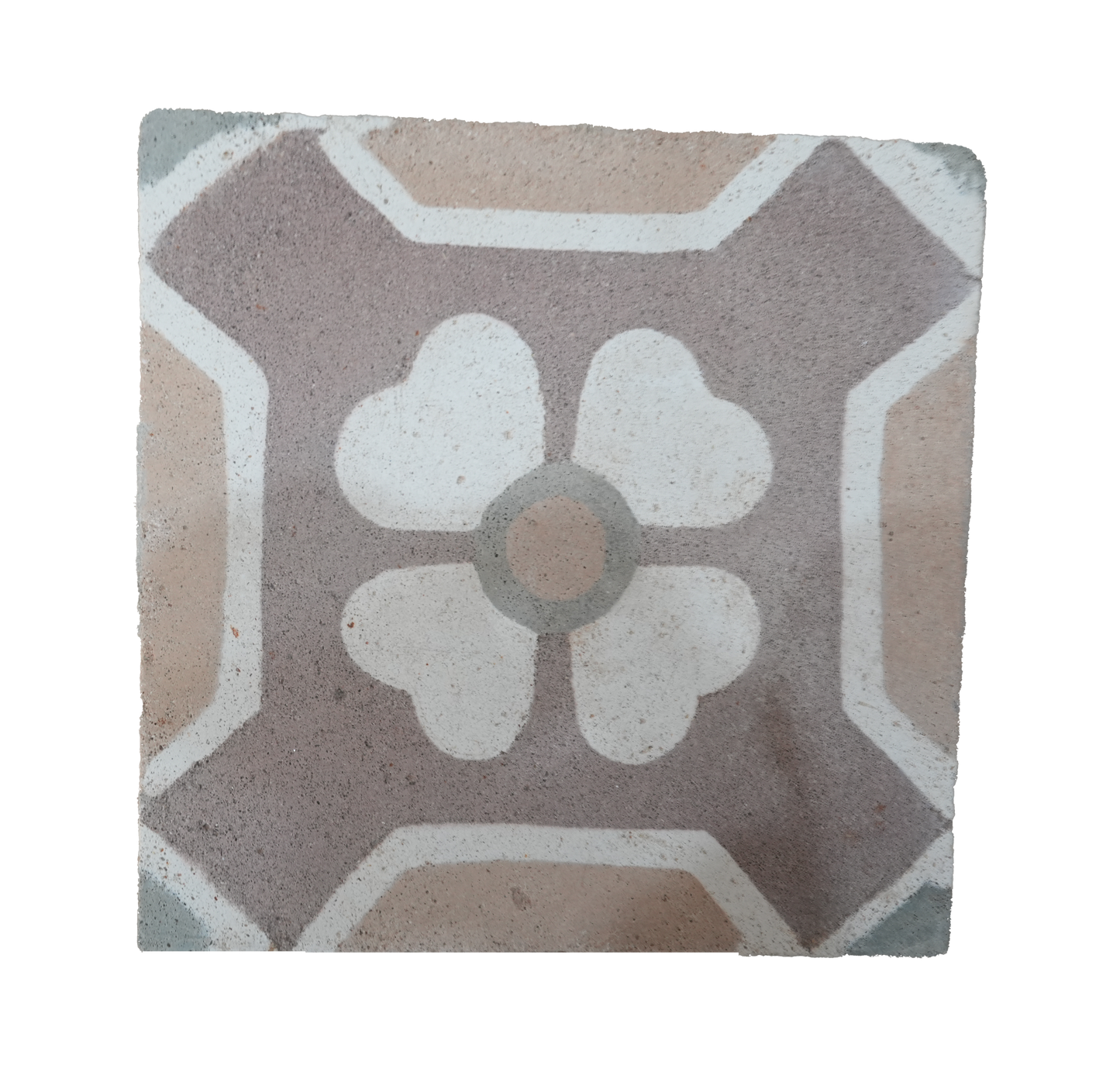 Stone Flower Emblem Encaustic Tile AB003
