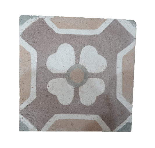 Stone Flower Emblem Encaustic Tile AB003