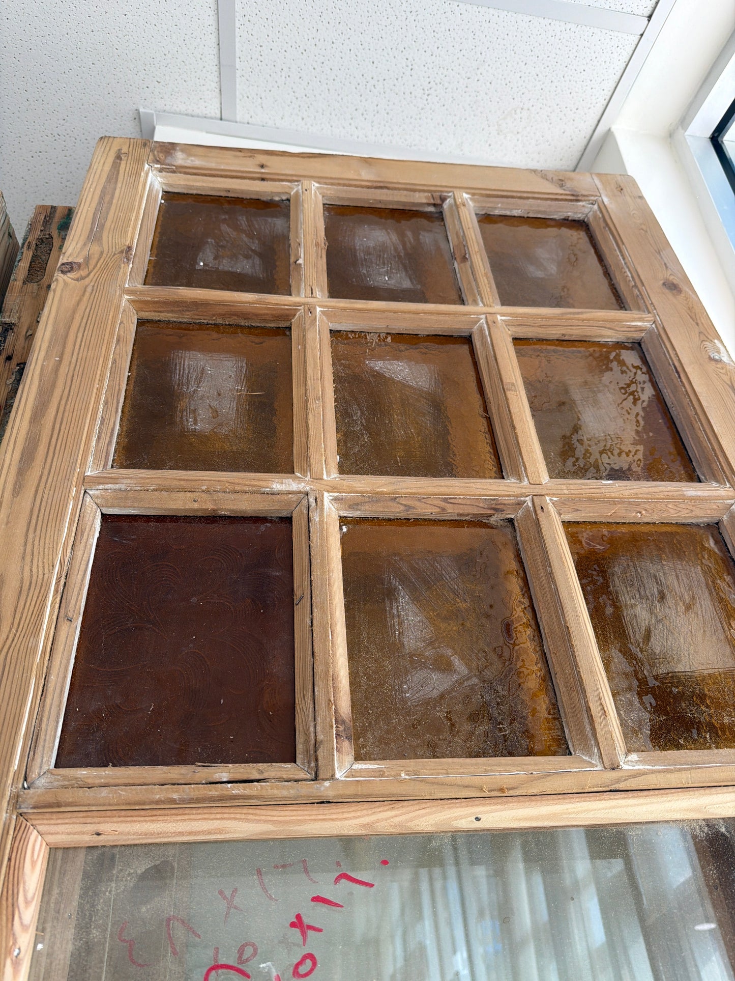 French Inset Panel Glass Antique Door AG077