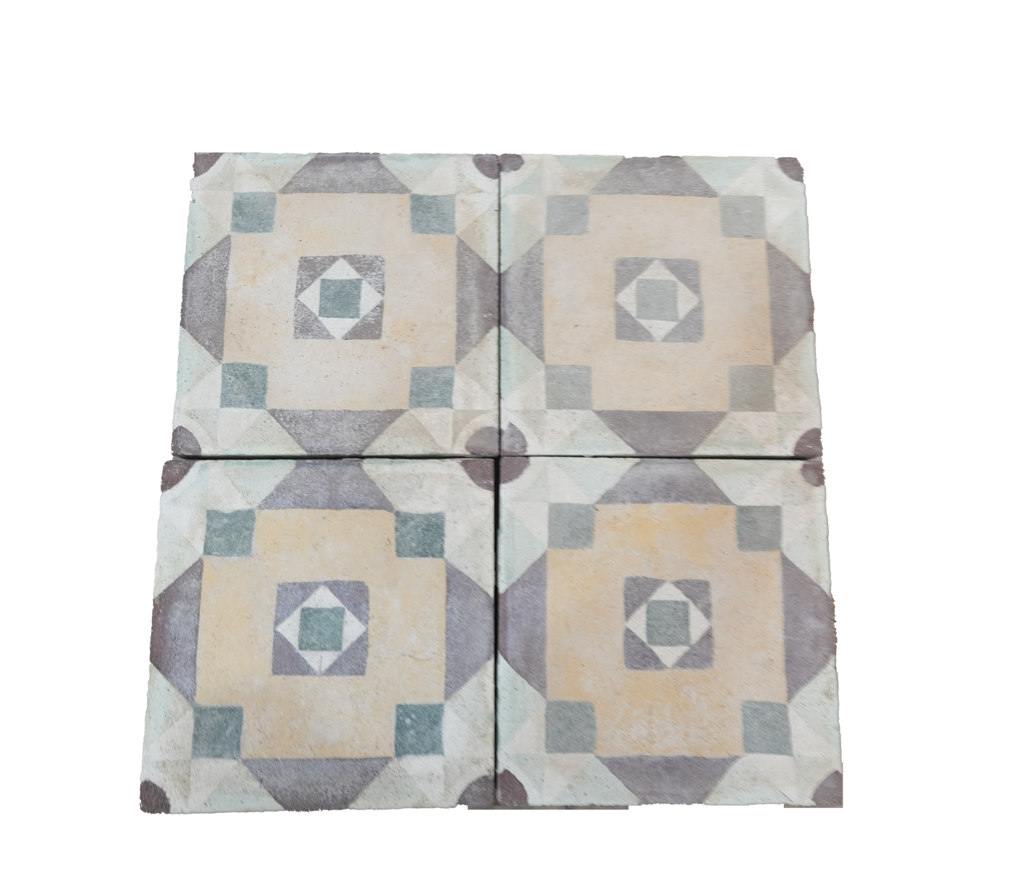 Decorative tiles with geometric pattern on a white background