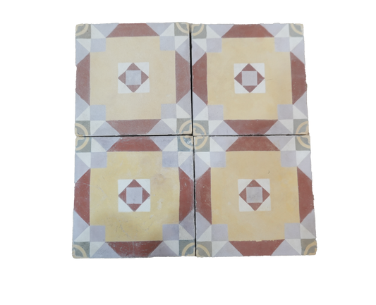 Red Tapestry Encaustic Tile AB013