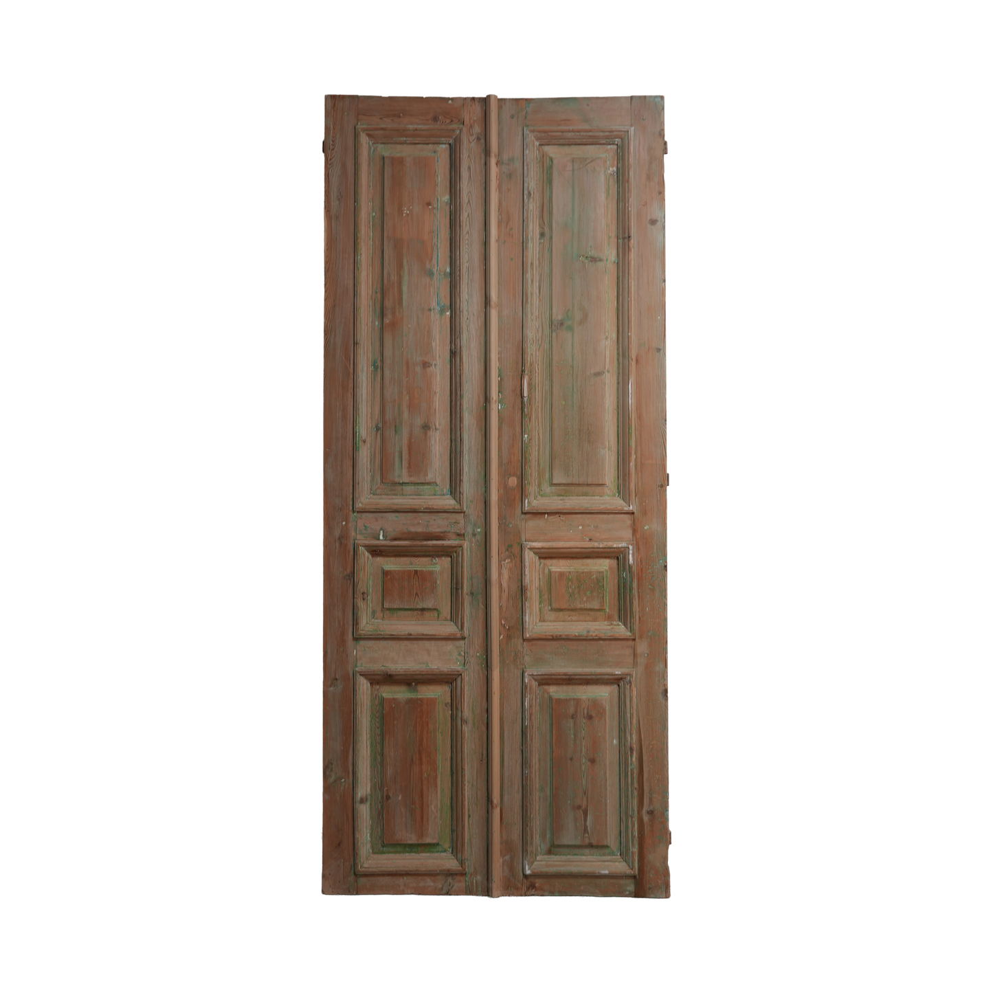 Double Raised Panel French Antique Door Green Patina AA021