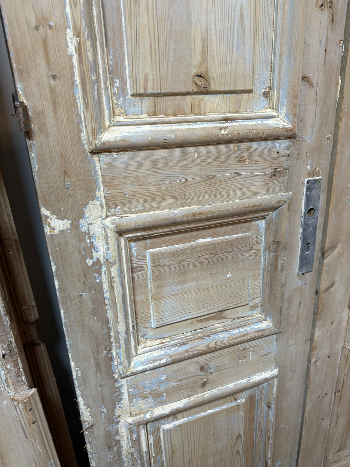 French Raised Panel Antique Door with Distressed paint 44x99.5x1.75