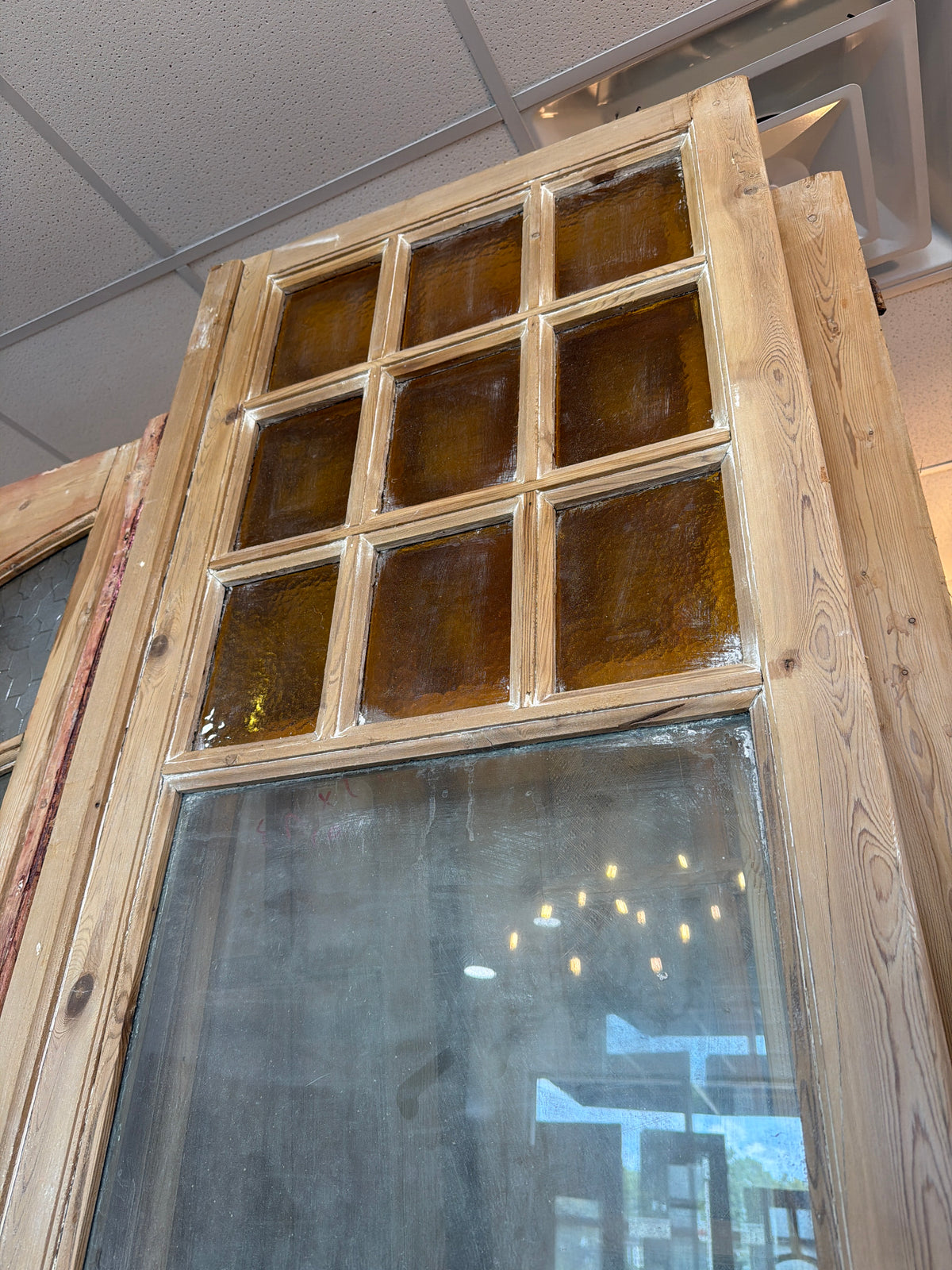 French Inset Panel Glass Antique Door