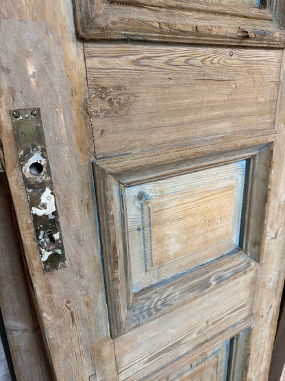 Three Raised Panel Antique French Door with Patina 42x92.5x1.75
