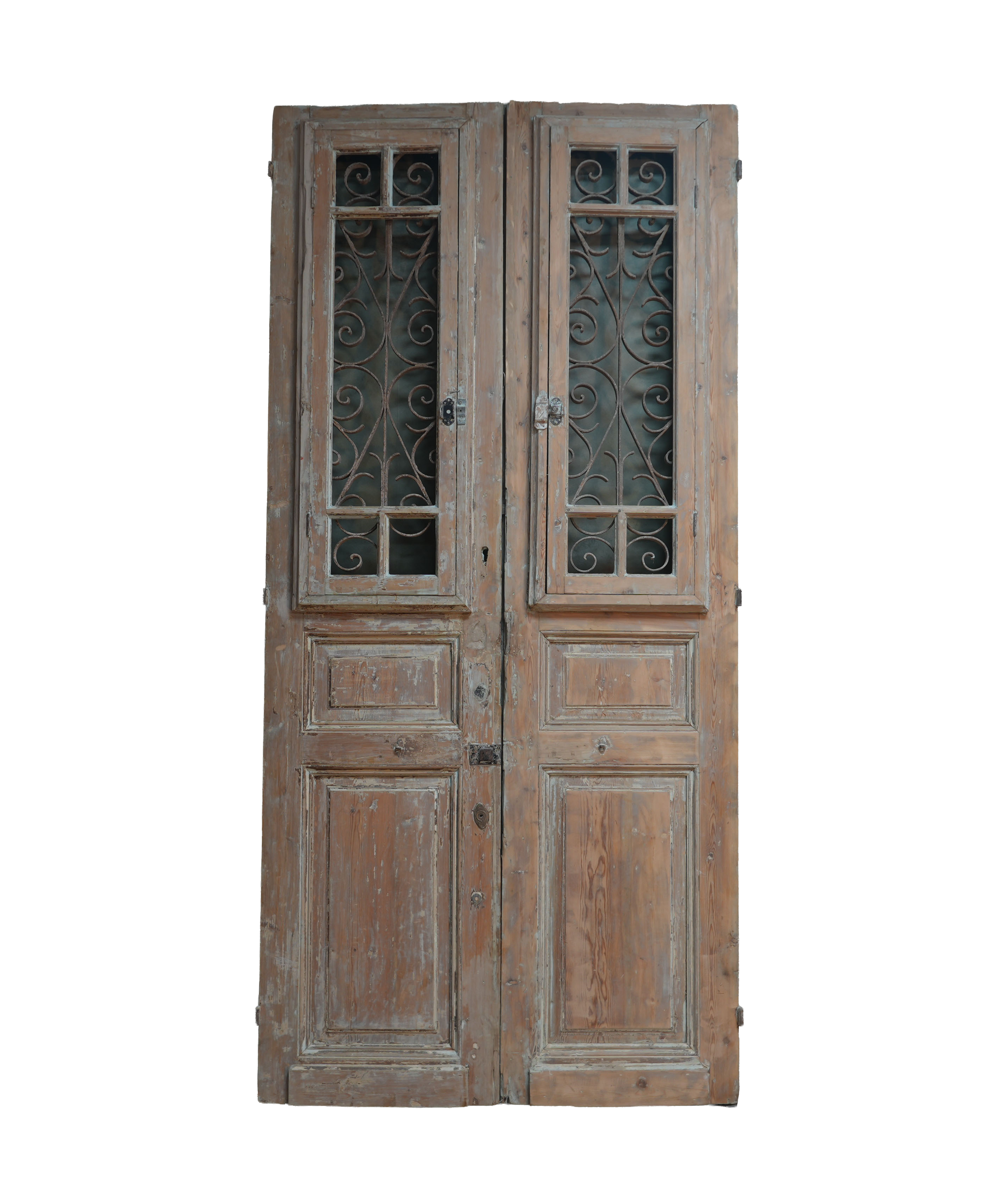 French Ornate Iron Antique Entry Door 48x102x1.75 – Green Pirogue