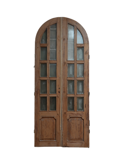 French Raised Panel Glass Antique Door AG058