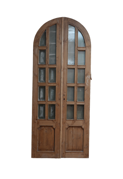 French Raised Panel Glass Antique Door AG058