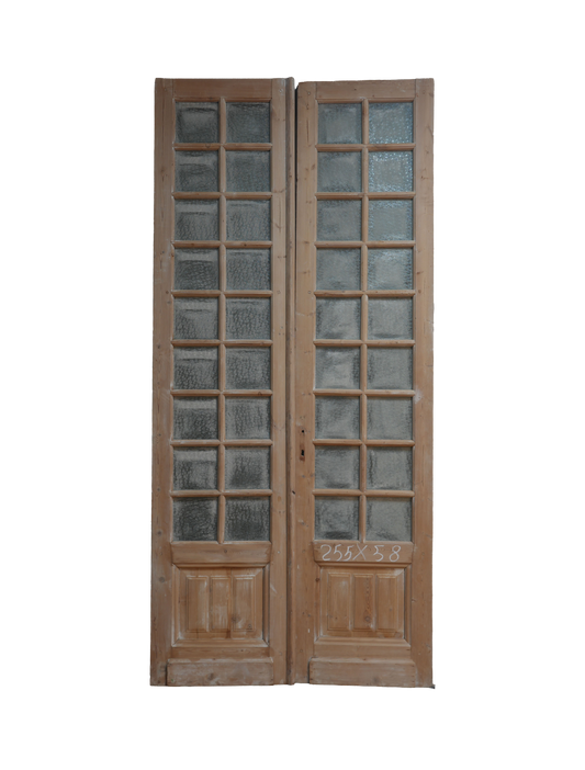 French Inset Panel Glass Antique Door AG060