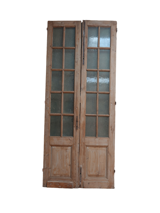 French Inset Panel Glass Antique Door AG063