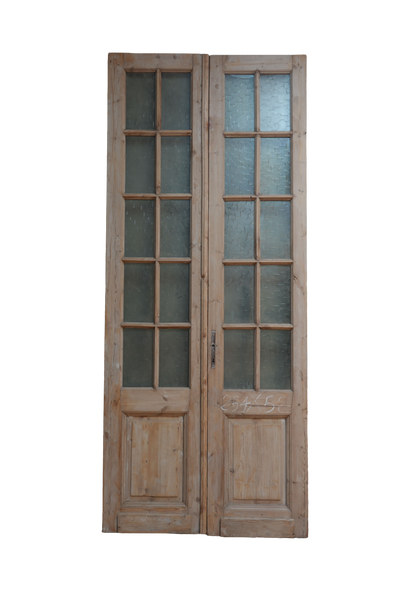 French Inset Panel Glass Antique Door AG063