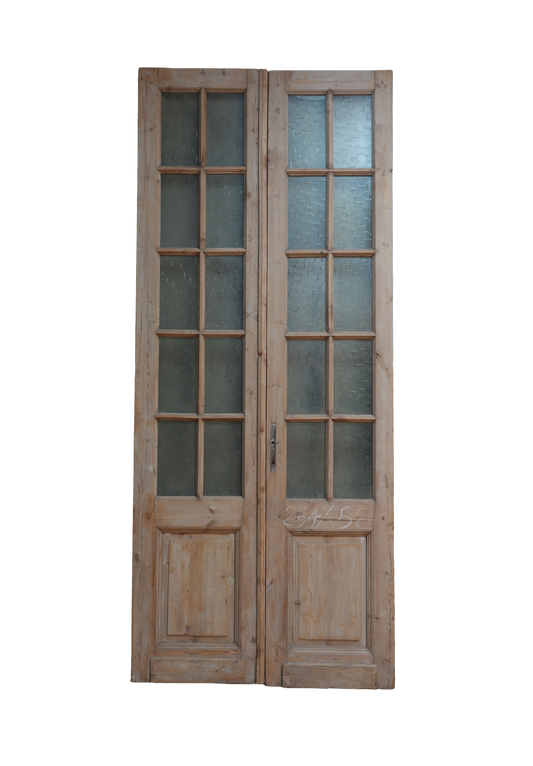 French Inset Panel Glass Antique Door AG063