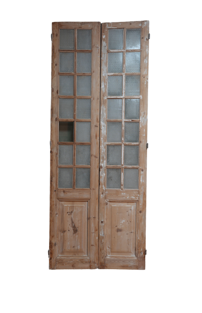 French Inset Panel Glass Antique Door AG071