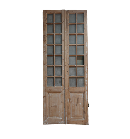 French Inset Panel Glass Antique Door AG071