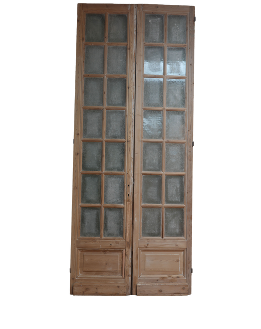 French Inset Panel Glass Antique Door AG075