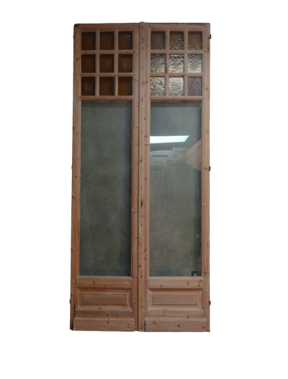 French Inset Panel Glass Antique Door AG077