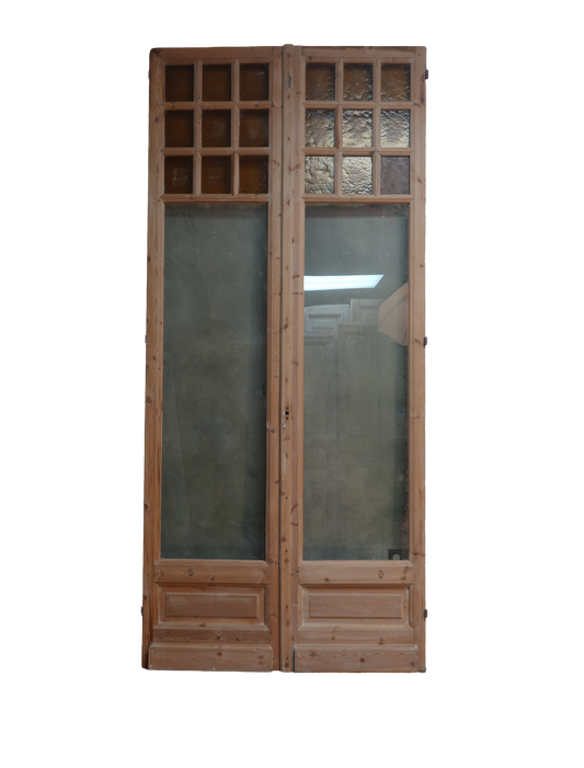 French Inset Panel Glass Antique Door AG077