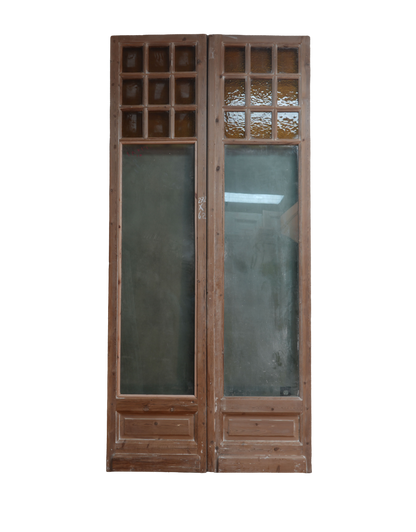 French Inset Panel Glass Antique Door AG078