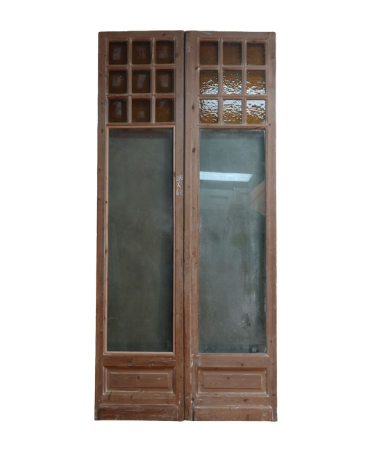 French Inset Panel Glass Antique Door AG078
