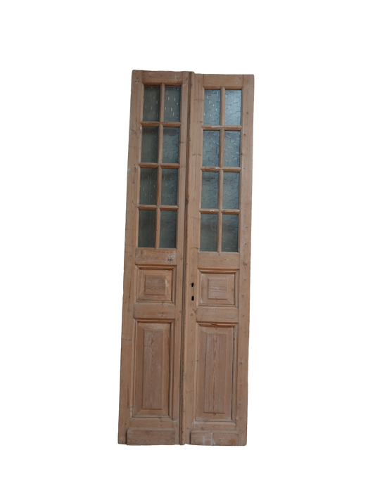 French Inset Panel Glass Antique Door AG112