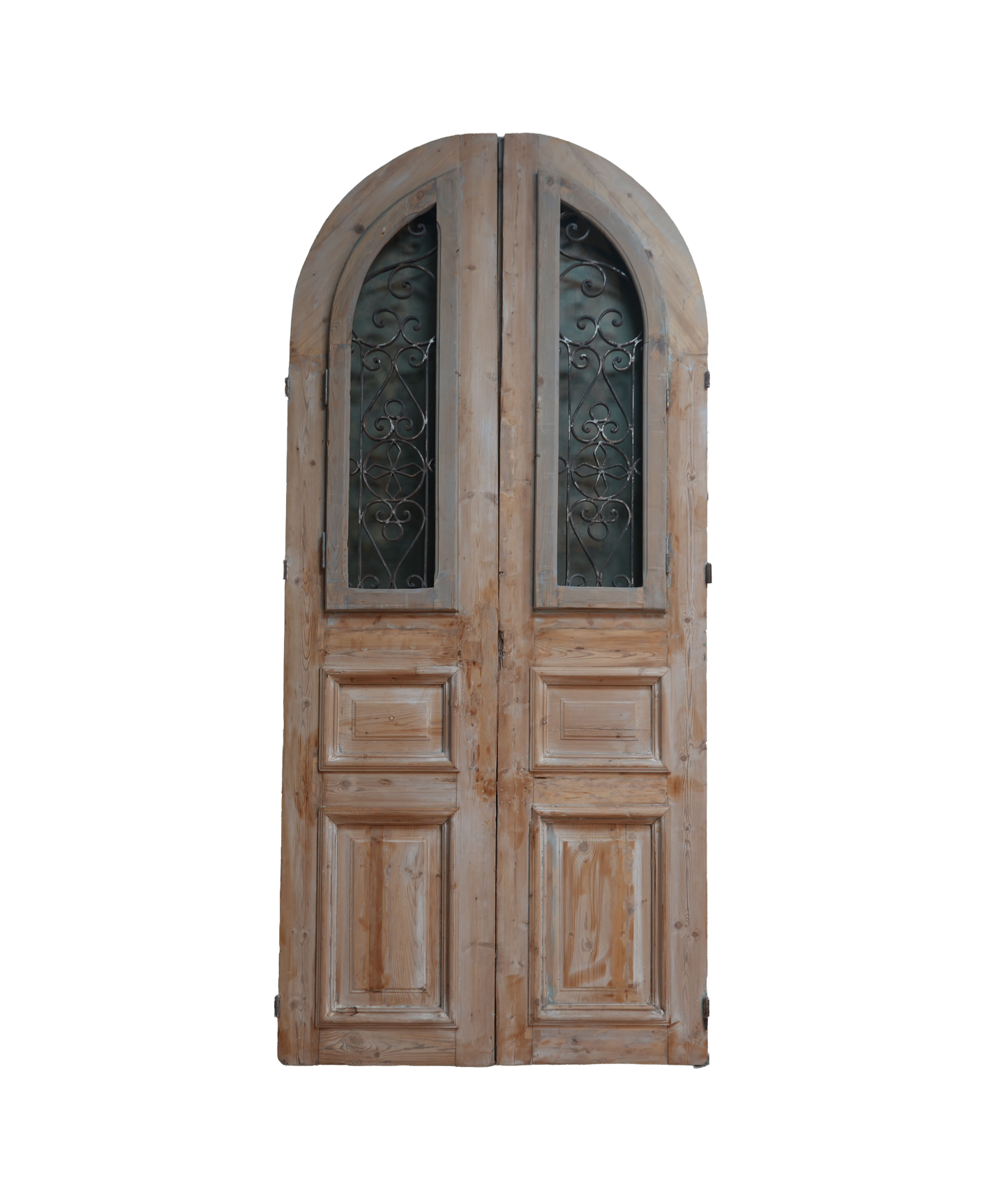 French Raised Panel Arched Iron Antique Door AG247