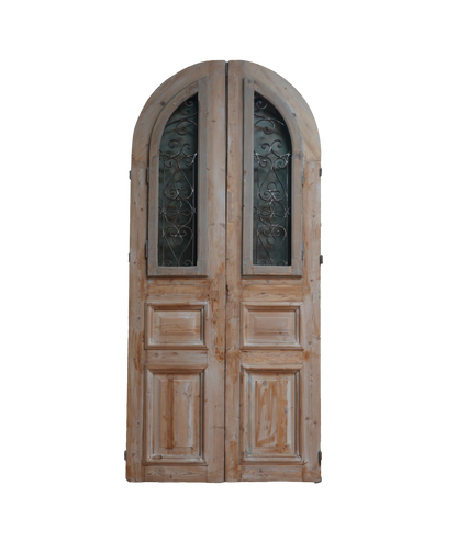 French Raised Panel Arched Iron Antique Door AG247