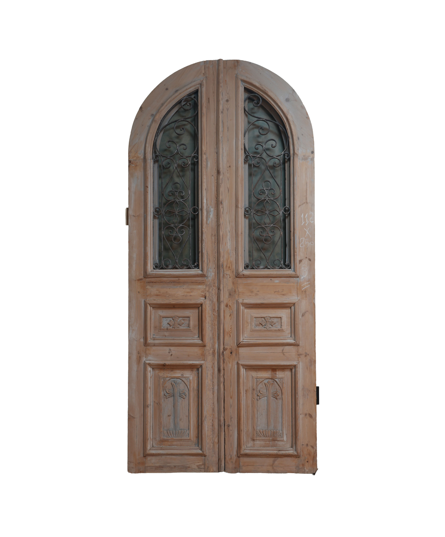 French Raised Panel Arched Iron Antique Door AG247