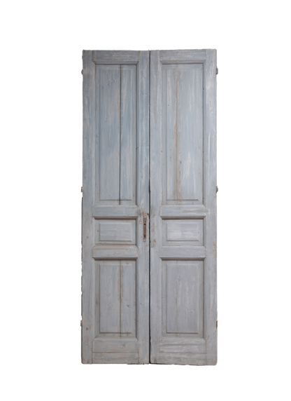 Three Raised Panel French Antique Door with Blue Patina AG307