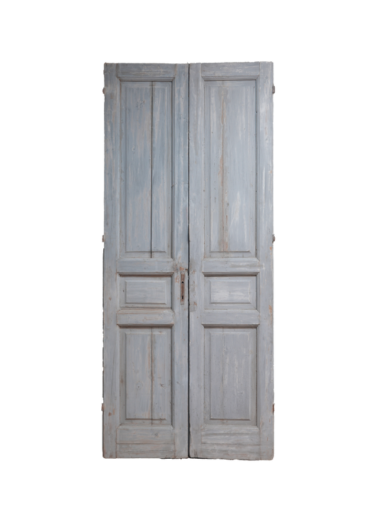 Three Raised Panel French Antique Door with Blue Patina AG307