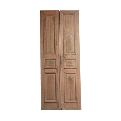 Pair of old wooden doors on a white background