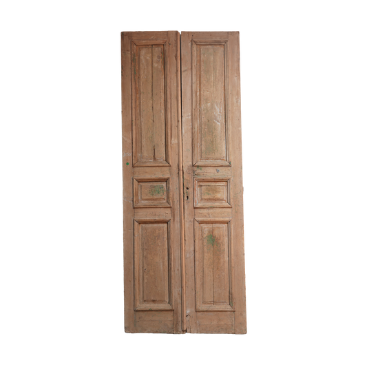 Pair of old wooden doors on a white background