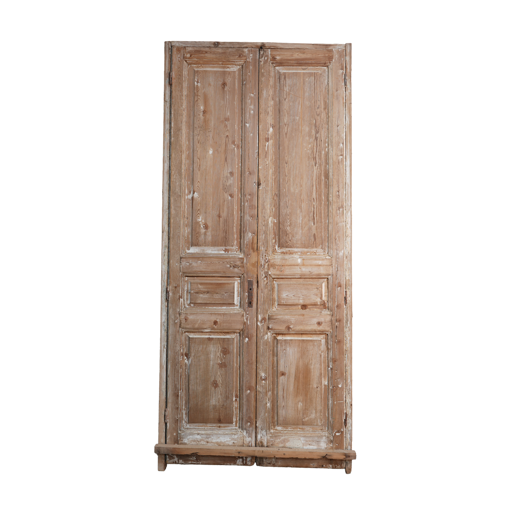 Old wooden double door on a transparent background