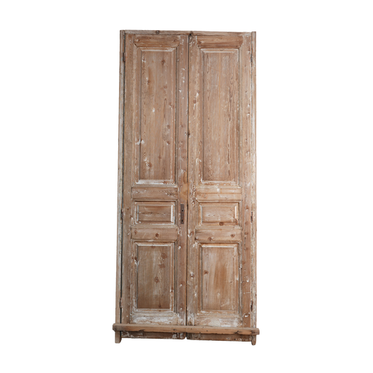 Old wooden double door on a transparent background