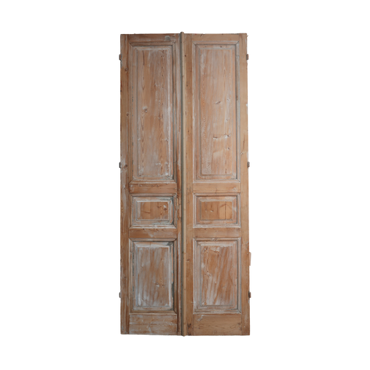 Pair of old wooden doors on a white background