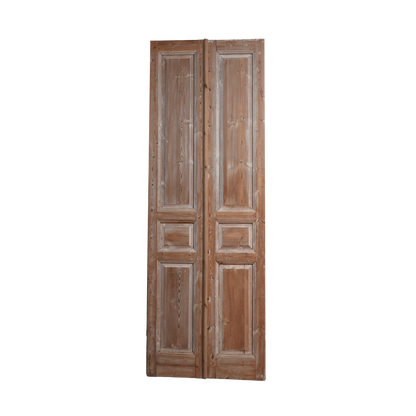 Wooden bi-fold door on a white background