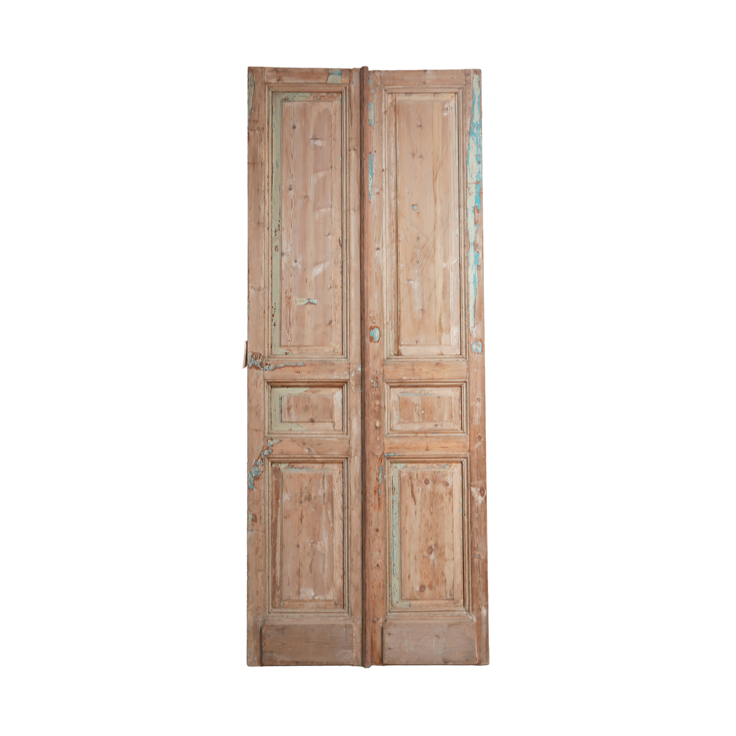 Pair of wooden double doors on a white background