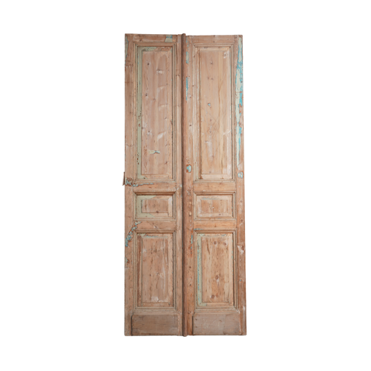 Pair of wooden double doors on a white background