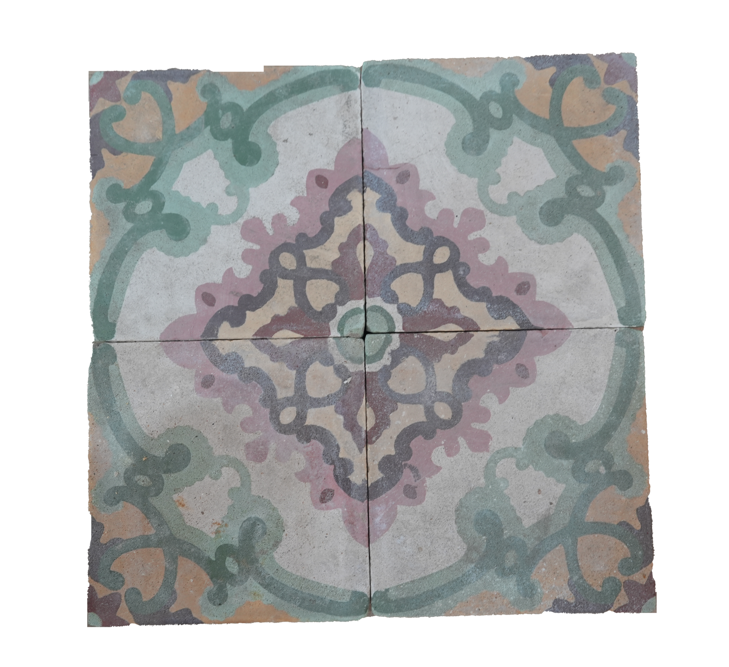 Decorative tile with intricate pattern on a white background