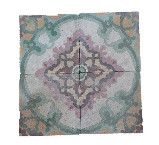 Decorative tile with intricate pattern on a white background