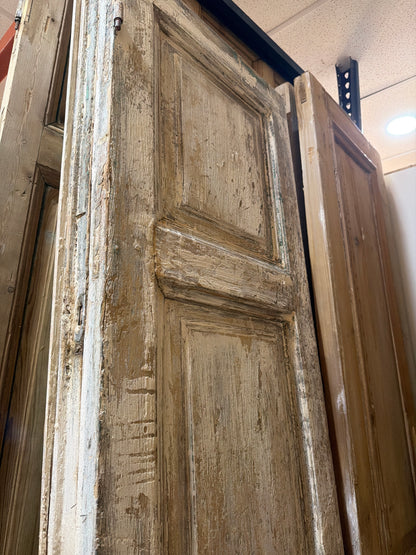 Antique French Door with inset panels and white paint 42.5x97.5x1.75