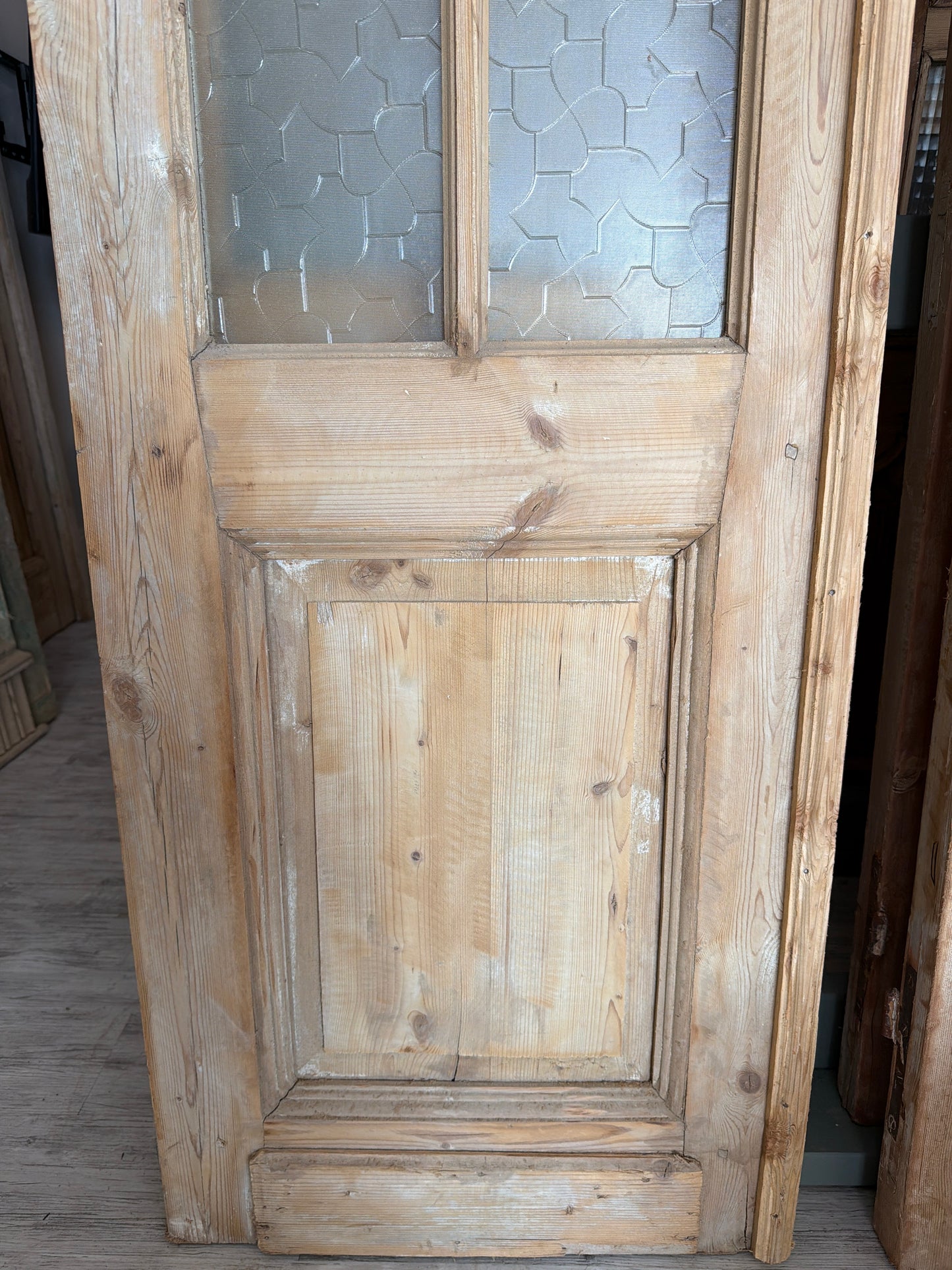 French Inset Panel Glass Antique Door AG063