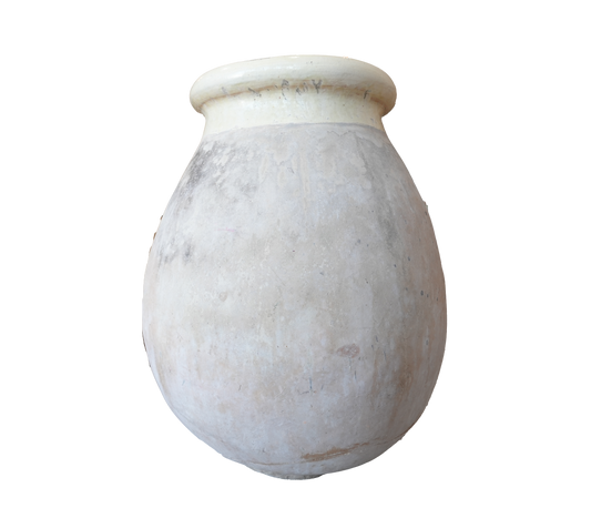 White marble vase on a white background French olive Jar