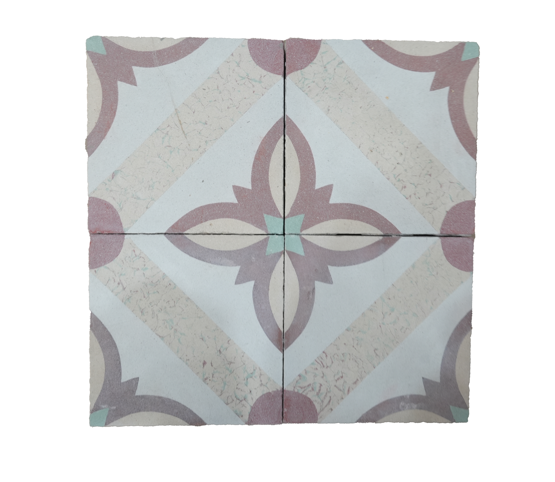 Decorative tile with a geometric pattern on a white background