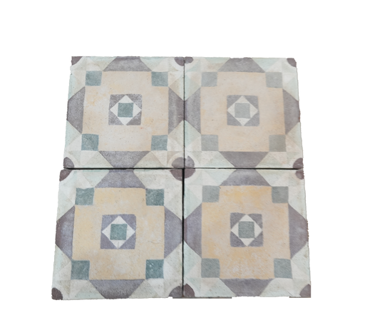Decorative tiles with geometric pattern on a white background