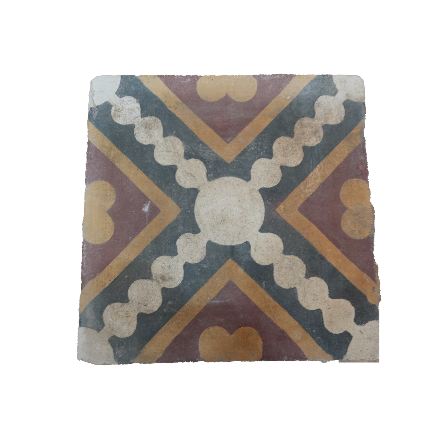 Decorative stone tile with geometric pattern on a white background