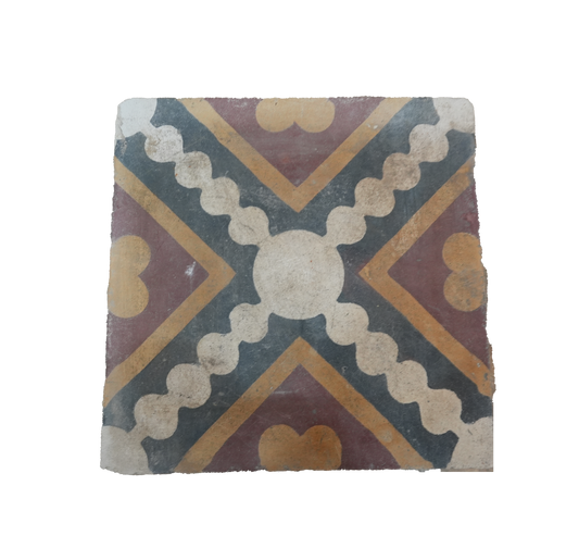 Decorative stone tile with geometric pattern on a white background