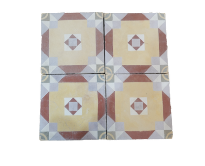 Red Tapestry Encaustic Tile AB013
