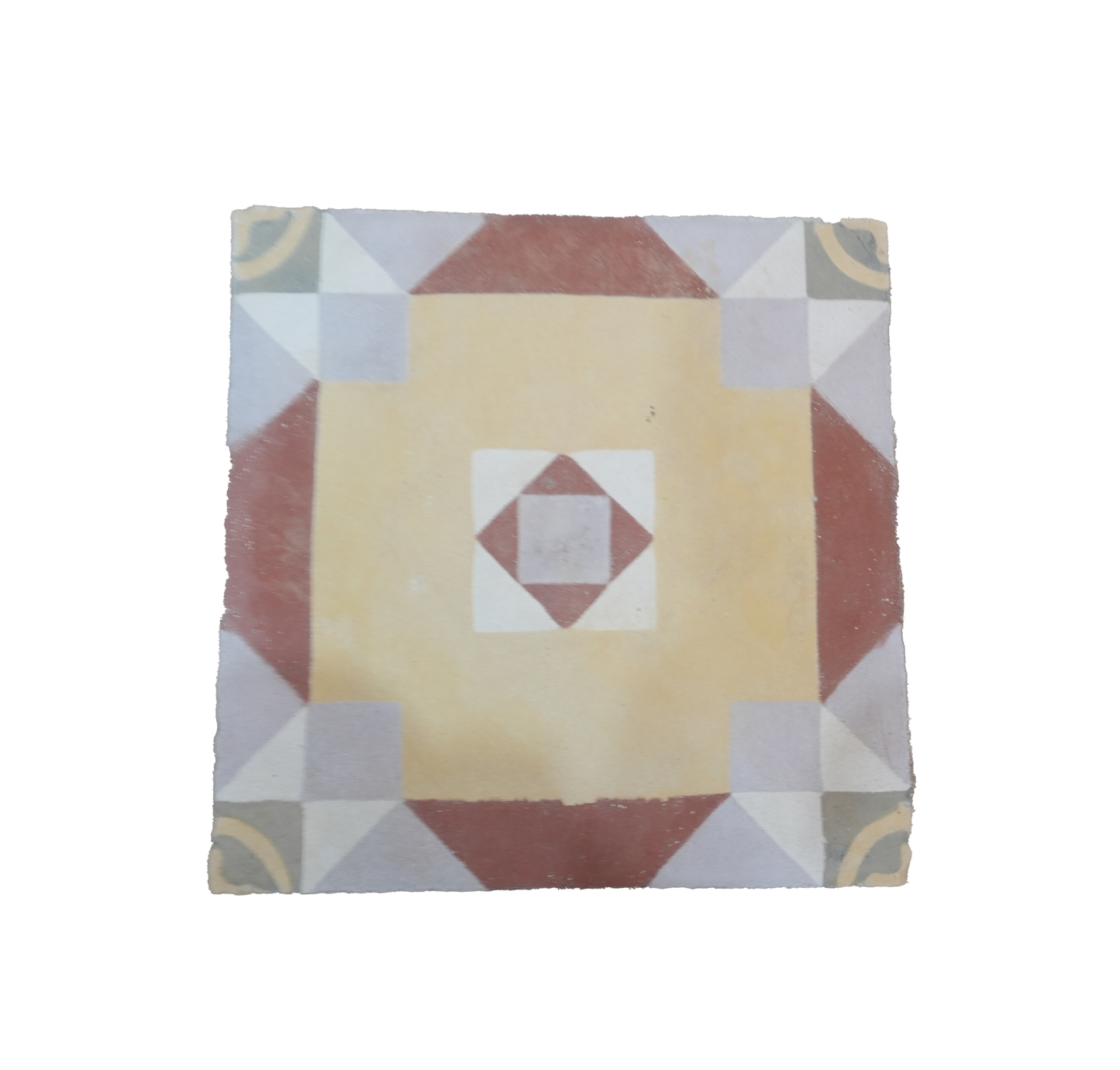 Red Tapestry Encaustic Tile AB013